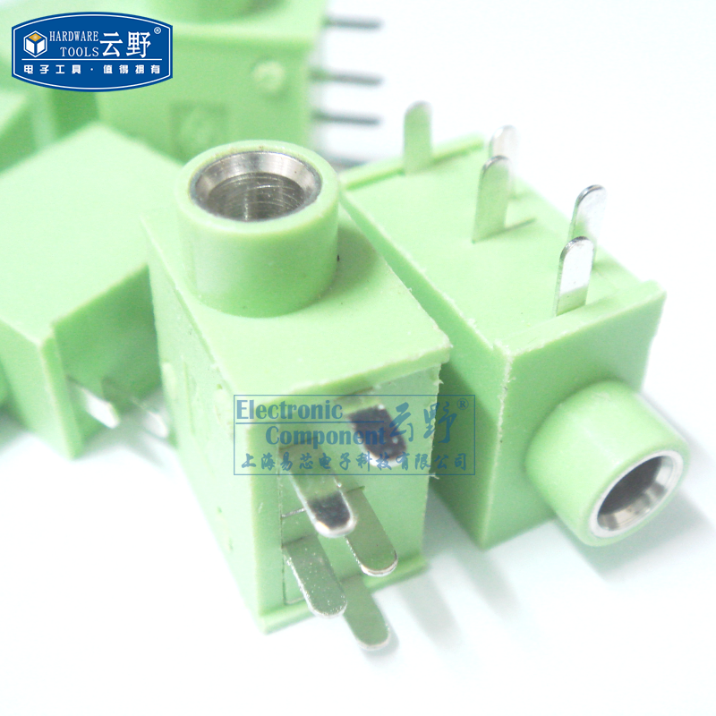 云野 音频座 pj325 3.5mm耳机插座绿色 5脚直插