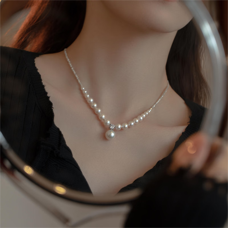 徕奥（leerout）碎银几两珍珠项链少女高级晚会饰品情人节礼物送女友送老婆 碎银珍珠项链【强光高品质】【京仓直发/次日达】