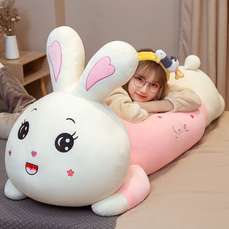 可爱卡通兔子公仔玩偶毛绒玩具抖音网红大白兔布娃娃陪睡抱枕儿童玩具表白送女孩生日礼物 粉色款 1.2米
