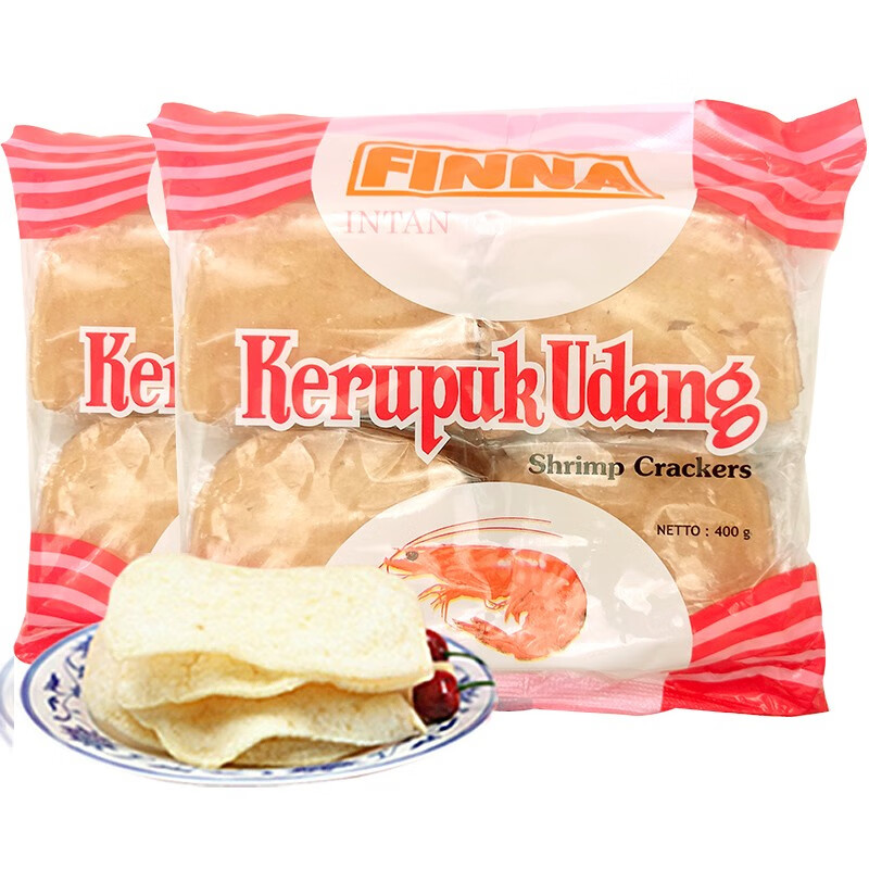菲那（Finna） 印尼进口 菲娜虾味木薯片 油炸大虾片鲜虾片龙虾片 需自己油炸 400g*2袋红袋大虾片