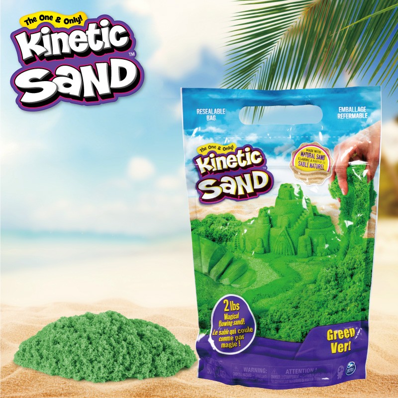 Kinetic Sand动力彩沙补充装儿童室内太空魔力玩具彩色沙子安全无毒太空沙 907克绿色沙