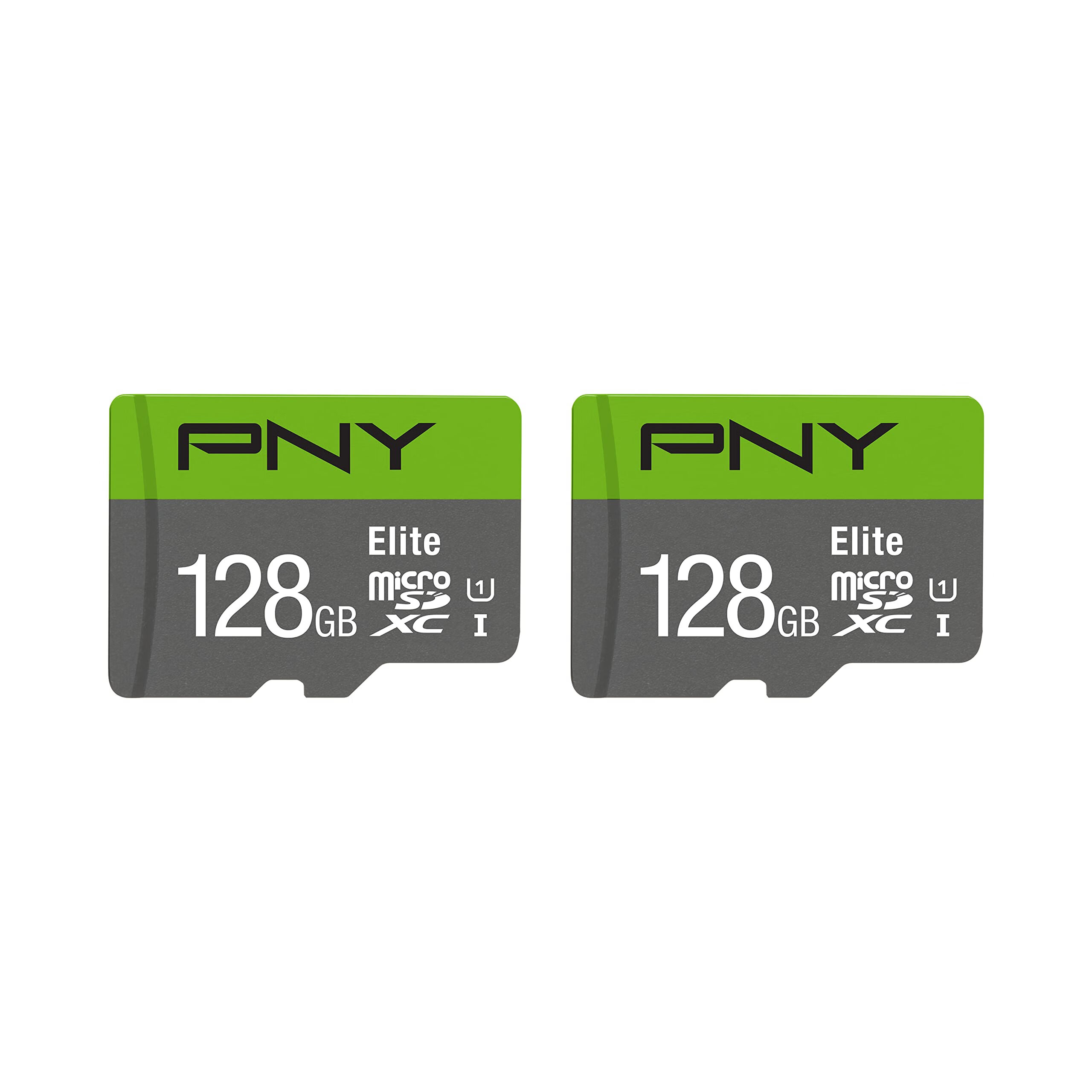 PNY 128GB Elite microSDXC 闪存卡 2 件装 - 100MB/s Class 10 U1 全高清 UHS-I