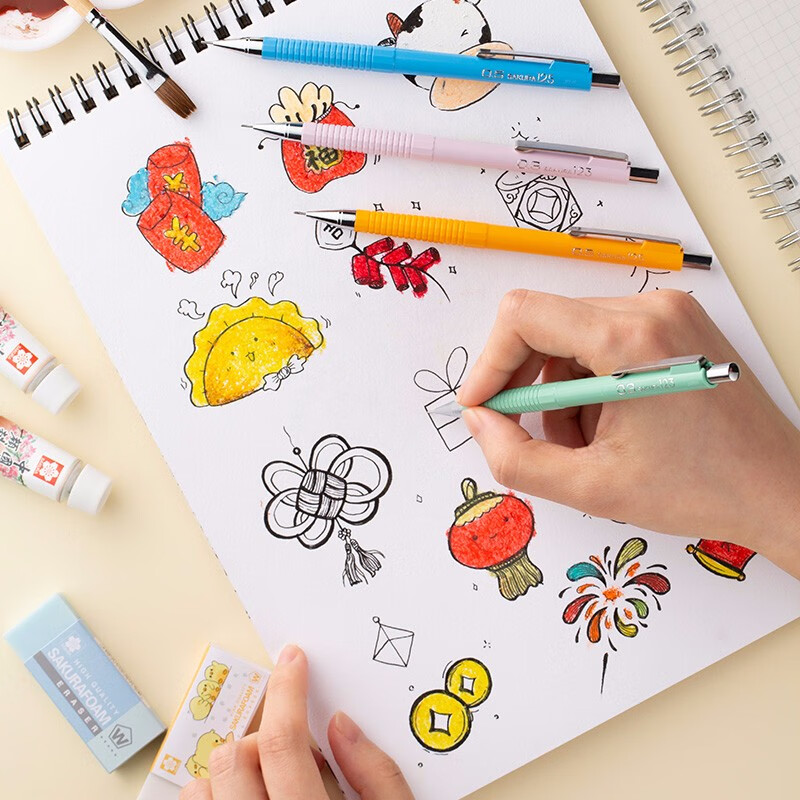 日本樱花(SAKURA)防断自动铅笔活动铅笔绘图铅笔 避震笔芯防断 0.5mm 黑色