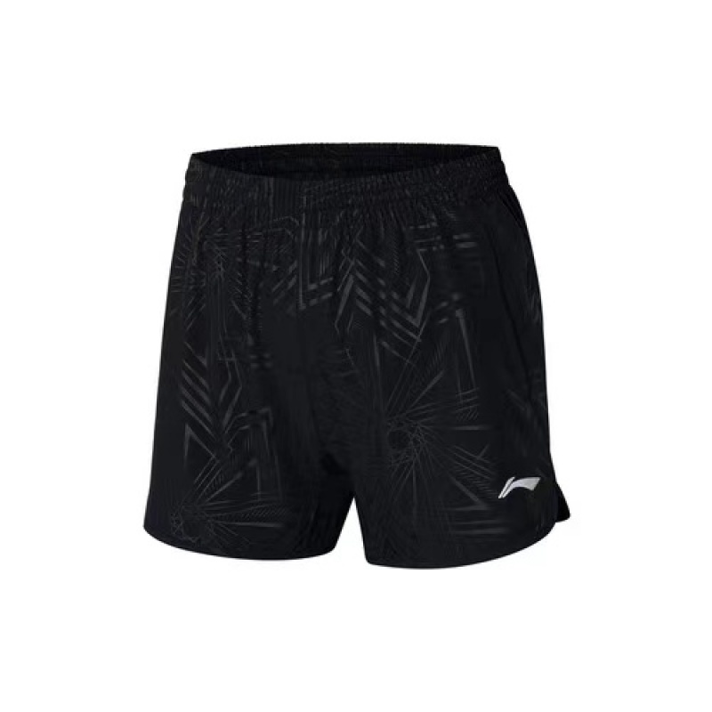 2021春季新品羽毛球系列女装比赛裤李宁氨纶纯色休闲短裤 黑色AAPR072-1 S