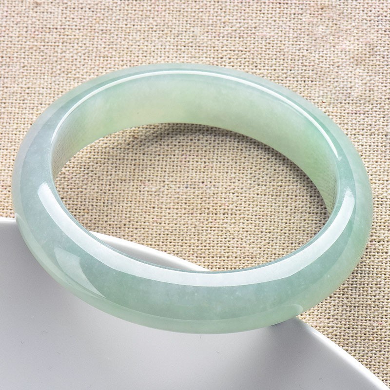 珠玥珠宝 冰种飘花翡翠手镯女玉镯子缅甸圆镯a货带证自戴送礼