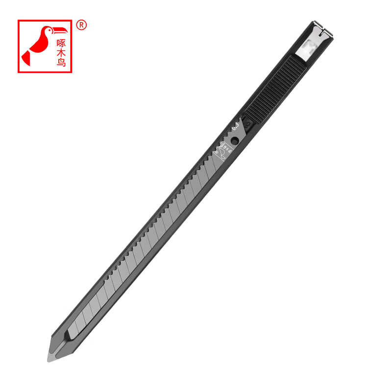 啄木鸟 啄木鸟美工刀9mm小号不锈钢多功能金属介刀壁纸裁纸刀 1把加长