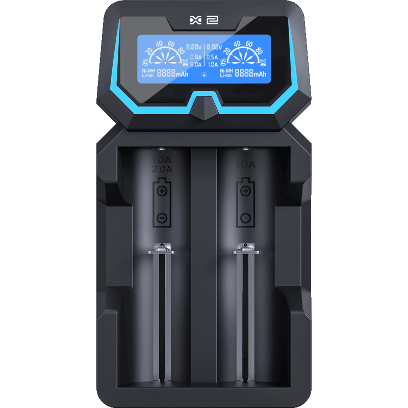 XTAR爱克斯达X2 18650强光手电锂电池5号7号电池快速充电器 实时电压 容量 电量百分百提示 X2 一套