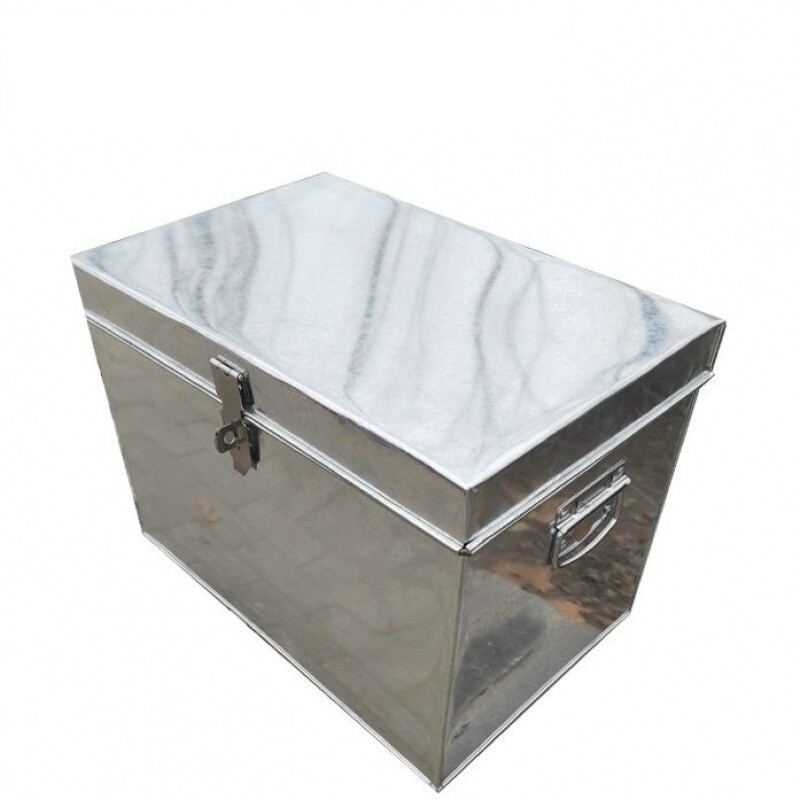 带锁收纳箱子大号加厚白铁皮箱子工具箱收纳箱储物 40x30x32cm包筋