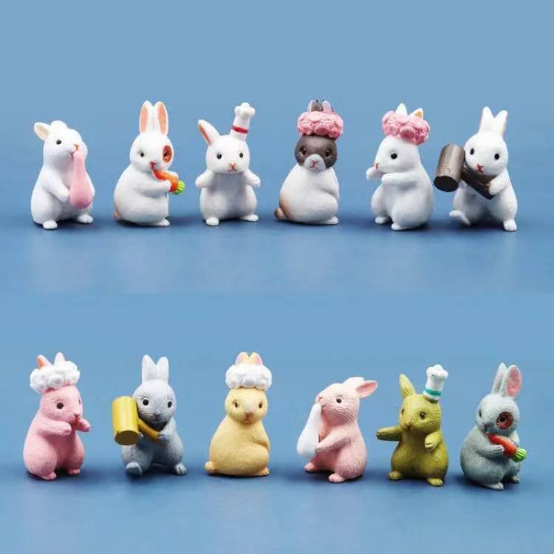 卡芬蒂 礼盒小兔子玩偶摆件礼物仿真小动物卡通微景观道具过家家