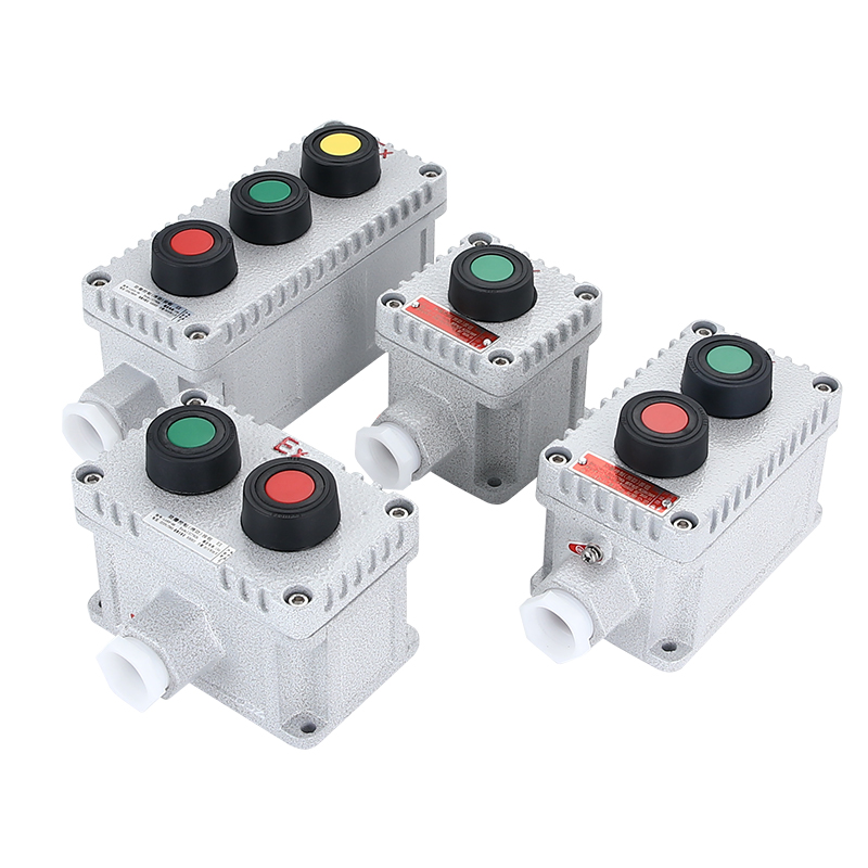 仁聚益防爆按钮盒la53操作盒铝合金启动停止急停按钮箱 防爆箱带防 一