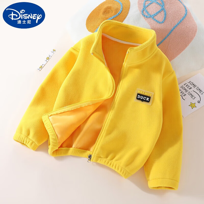 迪士尼(disney)品牌童装男童加绒外套秋冬上衣宝宝抓绒外衣儿童摇粒绒