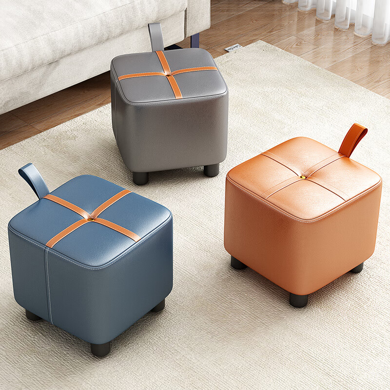 沙发凳科技布软包网红小凳子家用矮凳门口换鞋凳客厅实木小板凳