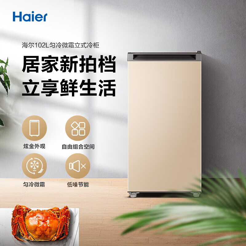 海尔（Haier）102升匀冷家用立式冰柜 母乳冷冻柜抽屉式冷柜小型冰箱BD-102MDT 