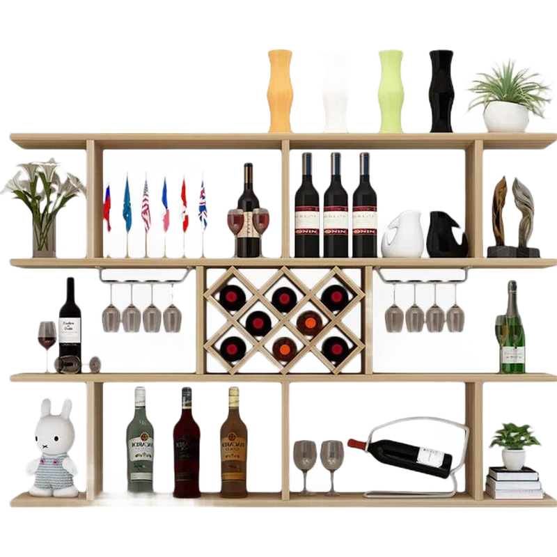 现代简约酒柜酒架壁挂创意墙上菱形酒格餐厅装饰悬挂式红酒架客厅吊柜墙壁柜收纳储物柜 纯黑色 1.2米长8个酒格