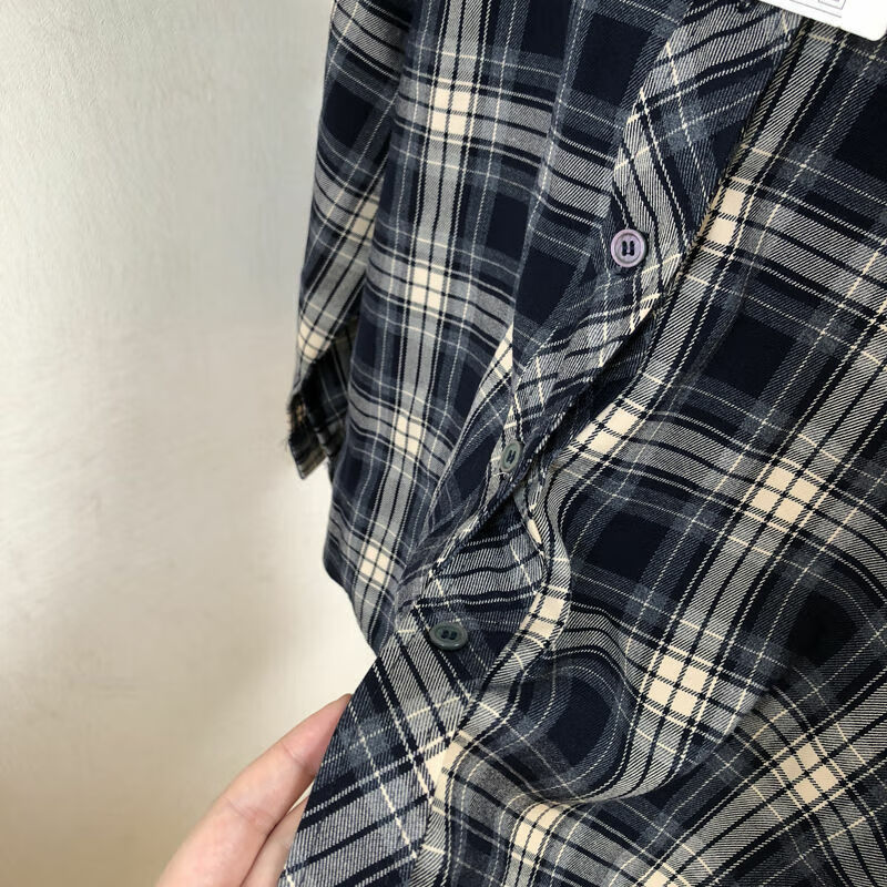 春秋季复古格子磨毛款衬衫男女翻领长袖百搭休闲开衫衬衣外套男潮 313红色格子 2XL :140-150斤