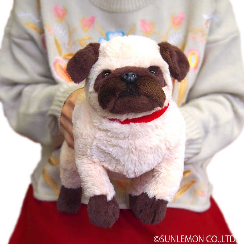 日本sunlemon可爱八哥犬沙皮狗毛绒玩具娃娃睡觉抱枕礼物 p-4162