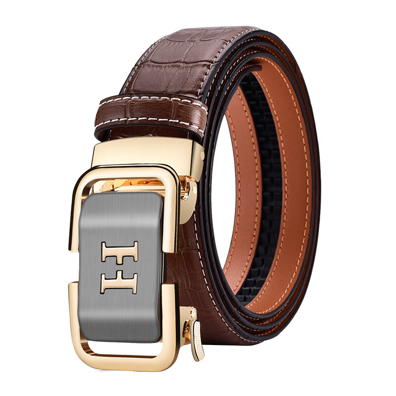 归蝶腰带男士自动扣轻奢高档商务休闲个性复古西装裤腰带 金色 105cm