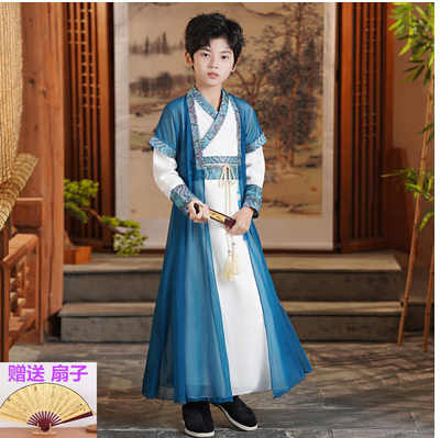 伊颜纯男生汉服小学生汉服儿童男春夏童装中国风古装少爷服国学小男孩