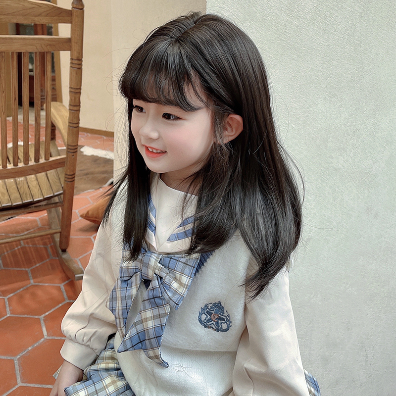 华利联儿童假发66公主头套宝宝bobo头女童发套全头刘海内扣仿真中长发