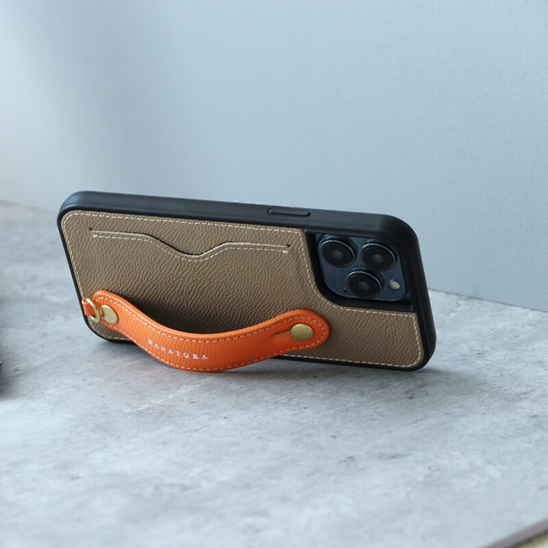 花虎（HANATORA）苹果17/16/15Promax手机壳新款日式真皮iPhone15/14pro高端全包防摔腕带挂绳带支架卡包男女款Air 【黑色】配挂脖绳 iPhone 16 Pro Max