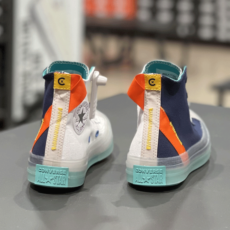 converse匡威板鞋女鞋夏季新款cx果冻底拼色休闲鞋子高帮帆布鞋