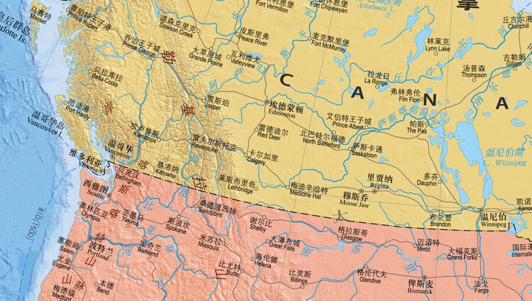 北美洲地图挂图 1.17米x0.