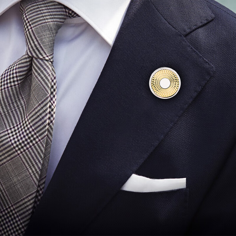 senti)轧花胸针高档胸花领扣西服配饰男士西装马蹄扣胸章胸扣徽章饰品