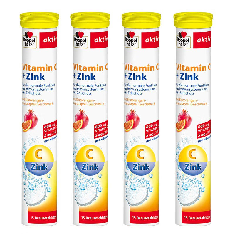 双心维生素C+锌泡腾片vc片15片/支4件装价格走势与品牌推荐