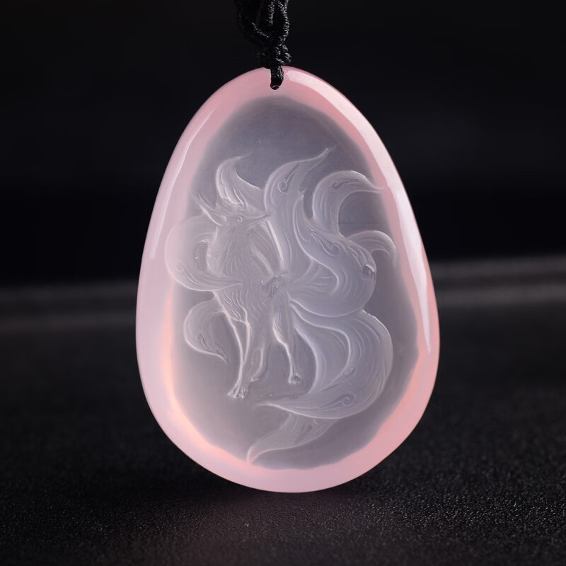 文初粉水晶狐狸吊坠姻缘桃花九尾狐粉晶小狐狸项链女挂件饰品