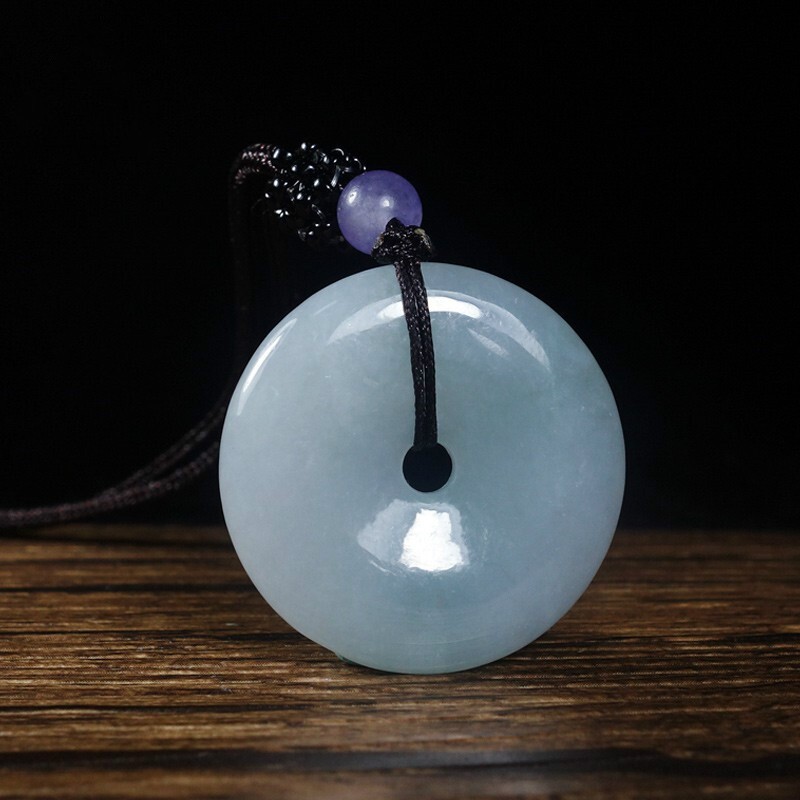 时乾 缅甸天然翡翠平安扣吊坠挂件 男女款玉吊坠玉石糯冰种翡翠项链