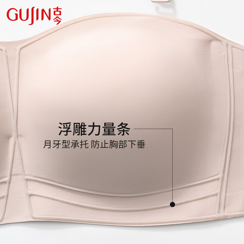 古今无痕无钢圈隐形防滑抹胸礼服结婚文胸小胸聚拢可拆卸肩带内衣 经典黑【单件装】 M (70A/70B/75A/75B)