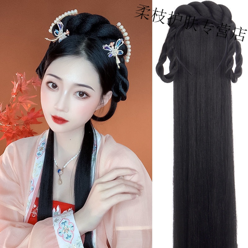 唐妮  古装假发汉服麻花一体式发髻发片发型古风懒人全头套发包日常