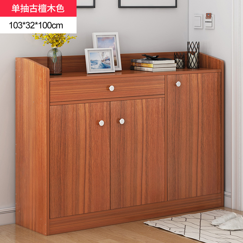 阳台储物柜仿实木经济型大容量简约现代 古檀木三门一抽102×32×100