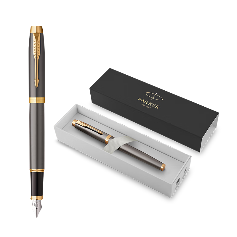 派克（PARKER）【畢業(yè)禮物】高端鋼筆簽字筆 商務(wù)辦公送禮節(jié)日男女生日禮物禮品AI定制賀卡 IM派克灰金墨水筆