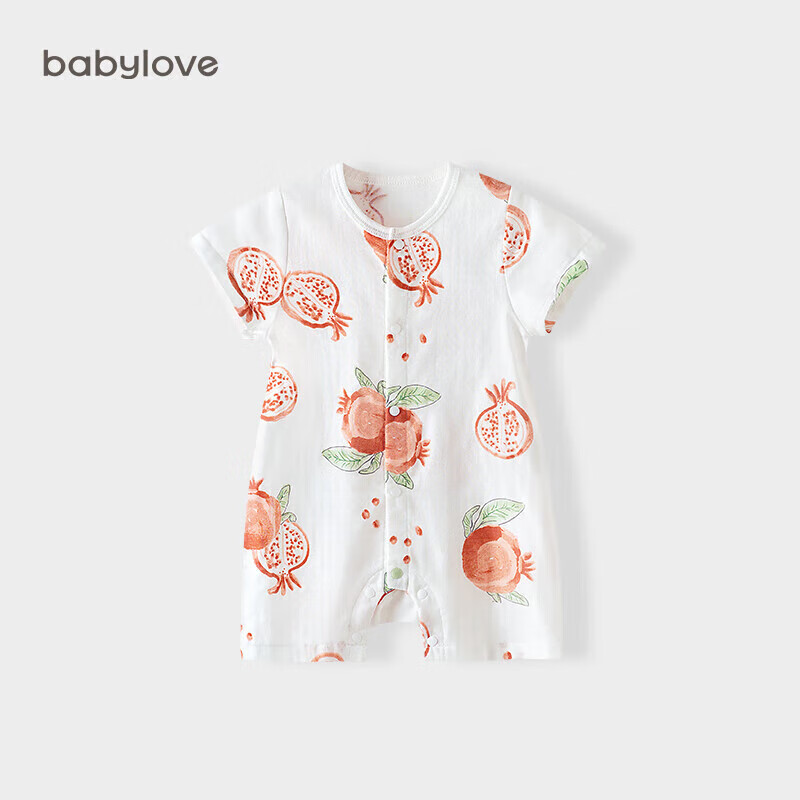 babylove婴儿短袖连体衣夏季薄款纯棉纱布哈衣爬服男女宝宝衣服洋气夏装