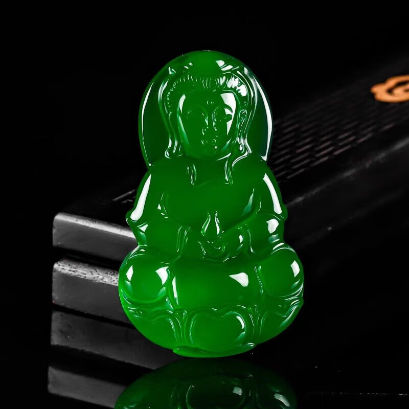 snqp绿翡翠吊坠冰种满绿绿观音菩萨挂件男女士女生礼佳品 女生礼佳品