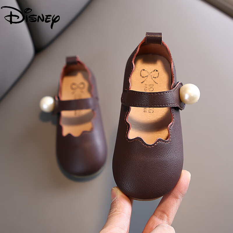 迪士尼（Disney）女童皮鞋2023春秋新款宝宝洋气中小童单鞋软底儿童鞋小女孩公主鞋 棕色 23 内长14.5cm属于什么档次？