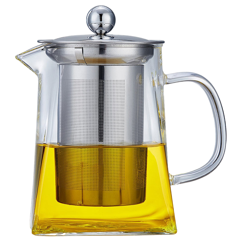 玻璃茶壶 耐高温茶具茶杯 加厚玻璃整套茶具 不锈钢过滤泡茶壶 公道杯 套装大容量茶水分离杯 550ml方壶