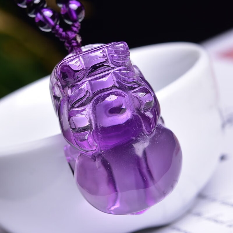 茂然天然紫水晶貔貅吊坠男女款项链挂件