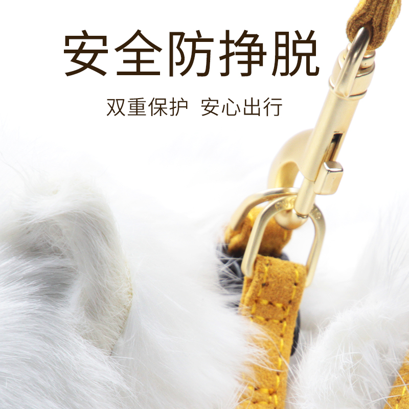 puppytie猫咪牵引绳遛猫背心式猫猫胸背带猫绳外出防挣脱宠物用品 黄-胸背带+牵引绳 XS-超小型建议 5-12斤