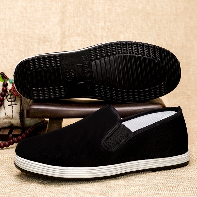 老北京布鞋千层底男防滑耐磨开车鞋舒适透气厨师鞋黑布休闲爸爸养生鞋 千层底五层-标准码 41