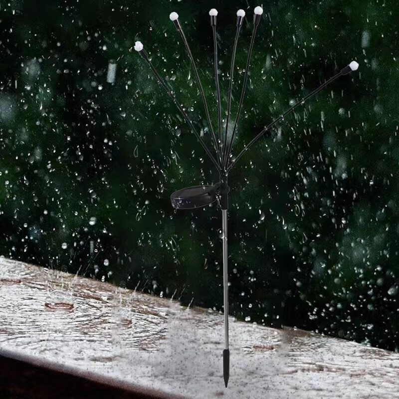 现货太阳能灯户外庭院灯植物萤火虫灯地插灯草坪灯小夜灯景观灯灯 6LED半圆壁灯白壳暖光