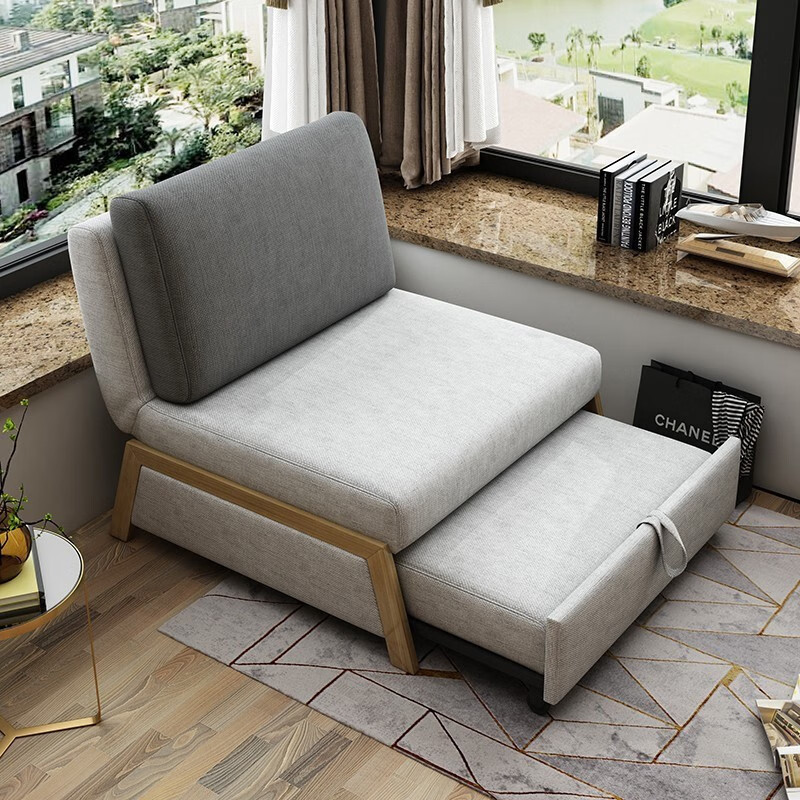 布雅迪 沙发床 现代简易单人两用多功能沙发床可折叠小户型书房办公室阳台伸缩床 0.94米科技布/乳胶款 1.5米以下