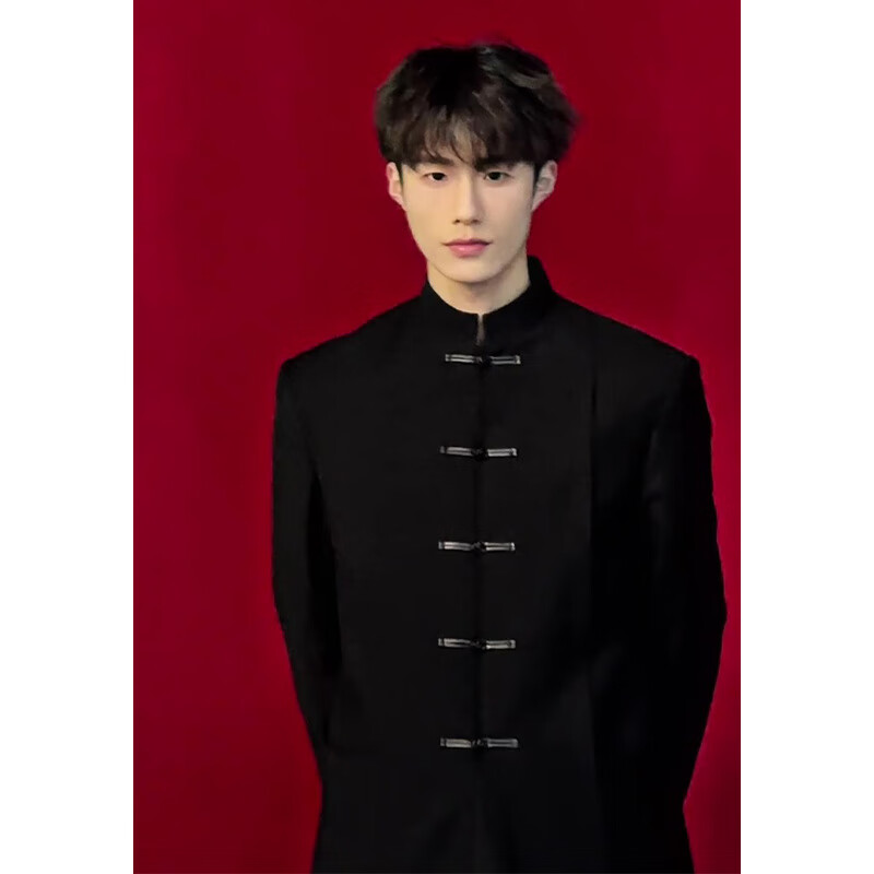 乌拓新中式男装 国风年轻款年轻人中山装春季感痞帅西服外套中证件照