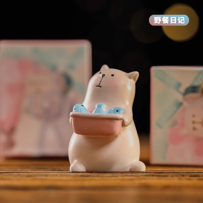 嫚璃可爱野餐日记盲盒手办迷你小猫咪桌面车载摆件萌宠送女生日礼物