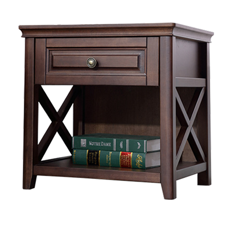 简美丽家 新品床头柜实木床边柜简约美式卧室家具床头收纳柜小柜子储物柜 星辰灰