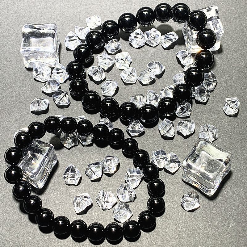 blr黑玛瑙手链原石黑色玛瑙手串饱满圆润黑珍珠情侣轻奢礼物 8mm.