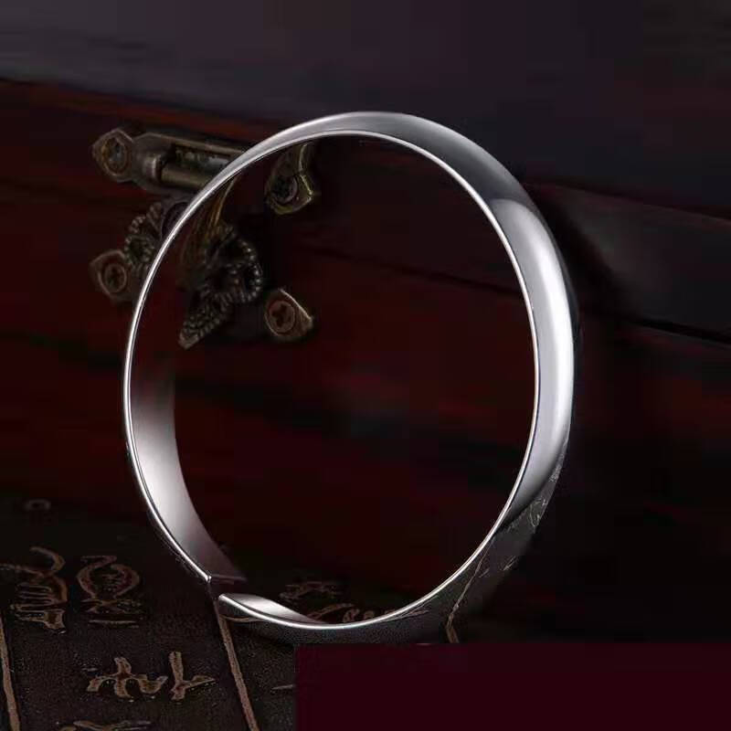 入古云南寸氏雪花银足银999手工光面开口实心光面镯子足银手镯 30克