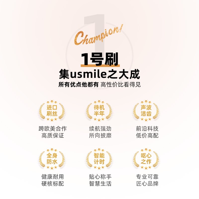 【新年礼物】usmile 电动牙刷 成人男女士通用款1号刷声波震动情侣充电式牙刷学生党套装礼盒 镇店优选丨后浪礼盒款1号刷丨精灵蓝