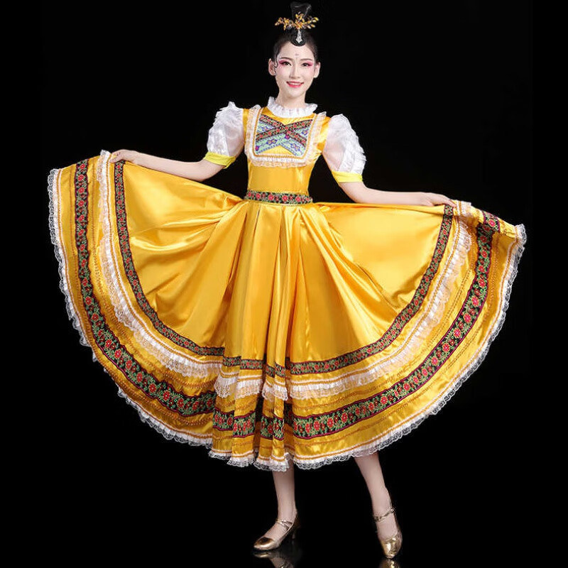 席佰俄罗斯演出服 新款民族舞蹈服装成人舞台开场舞大摆裙演出服蓬蓬